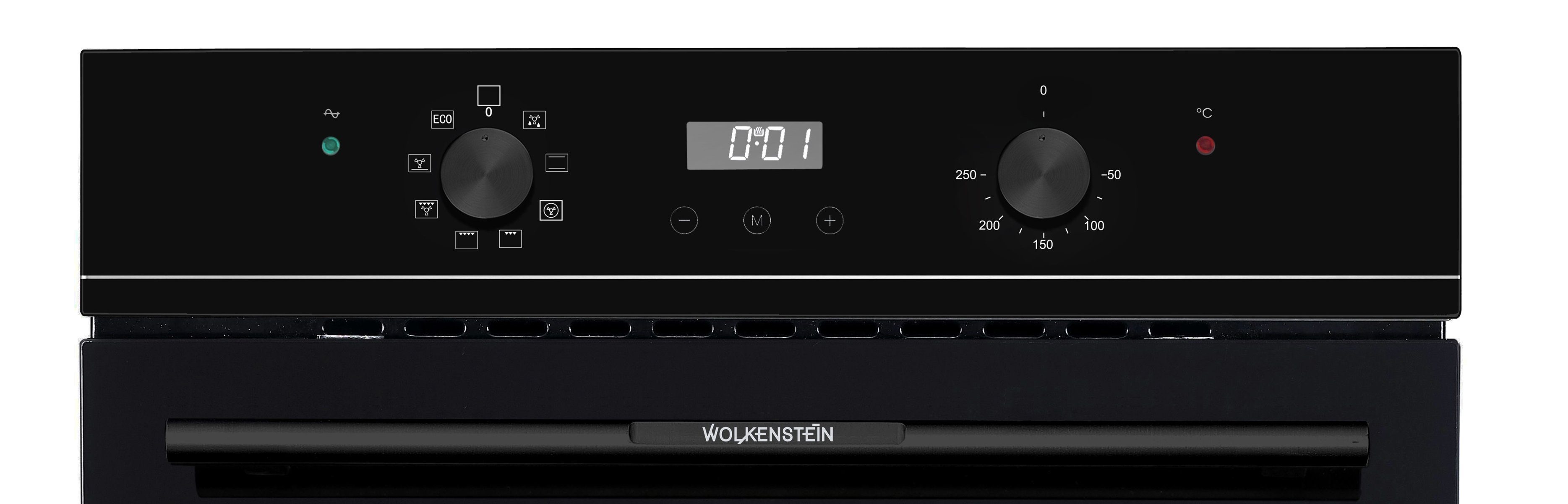 Backofen Einbaubackofen Umluft Grill Schwarz Display Uhr Timer Teleskopauszug