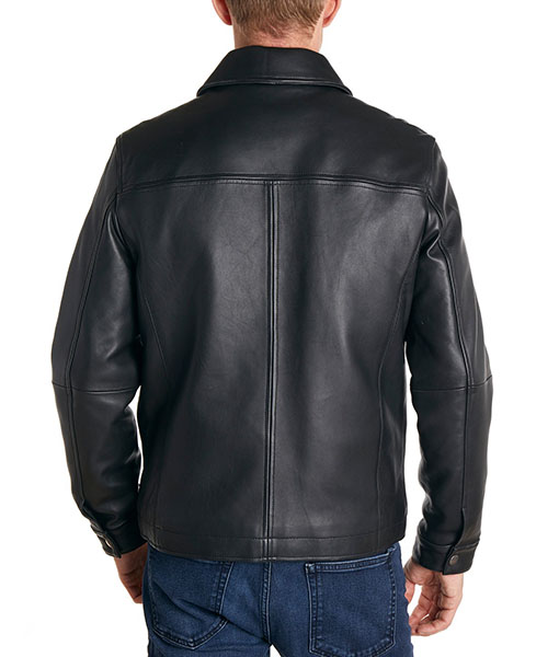 Classic Mens Black Real Leather Jacket