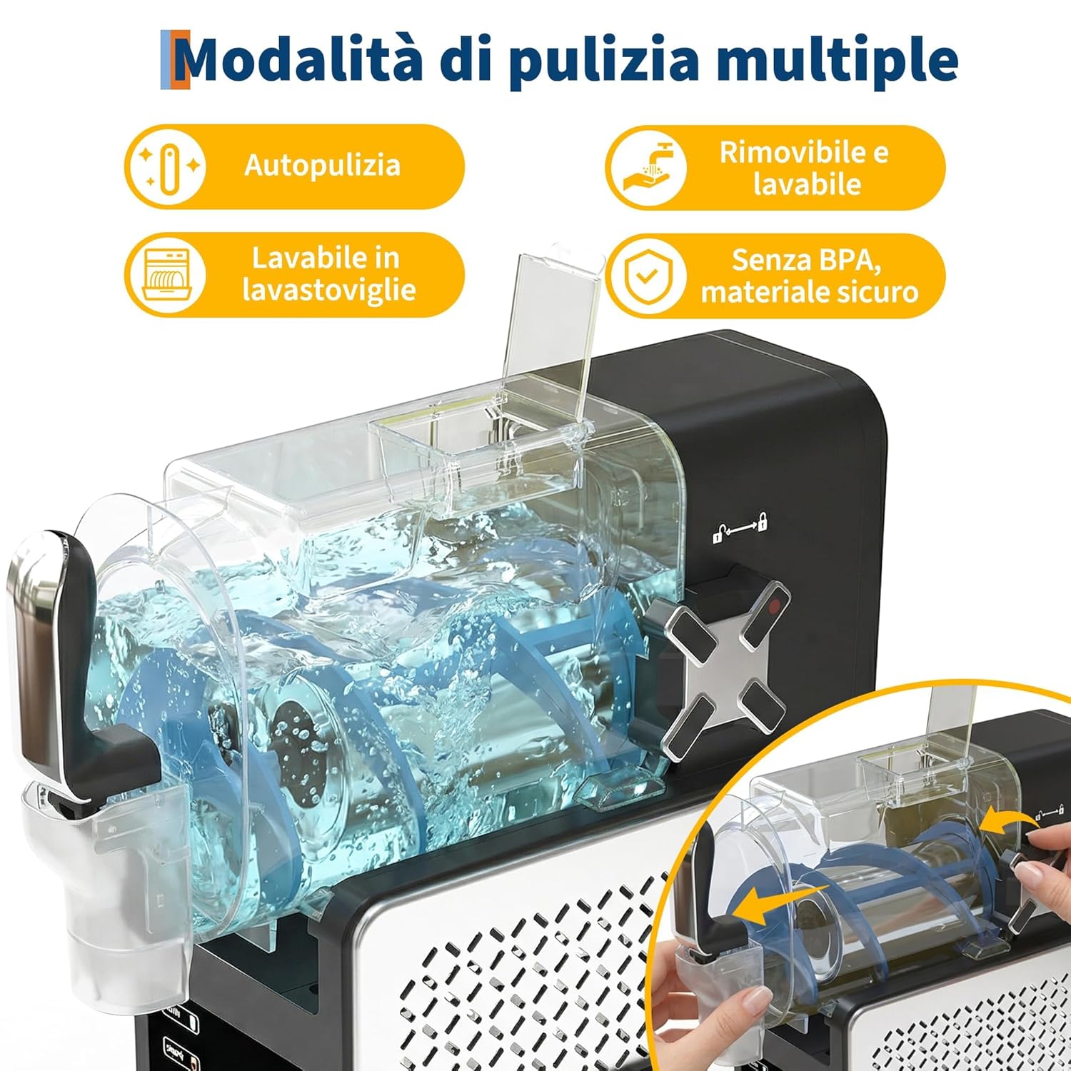 Macchina per Granite 1,9L Grande Capacità, RapidChill Tecnologia, 5 Programmi, Autopulizia, Silenziosa, Tutto-in-Uno per Slushie, Frappé, Milkshake, Cocktail, Facile da Pulire