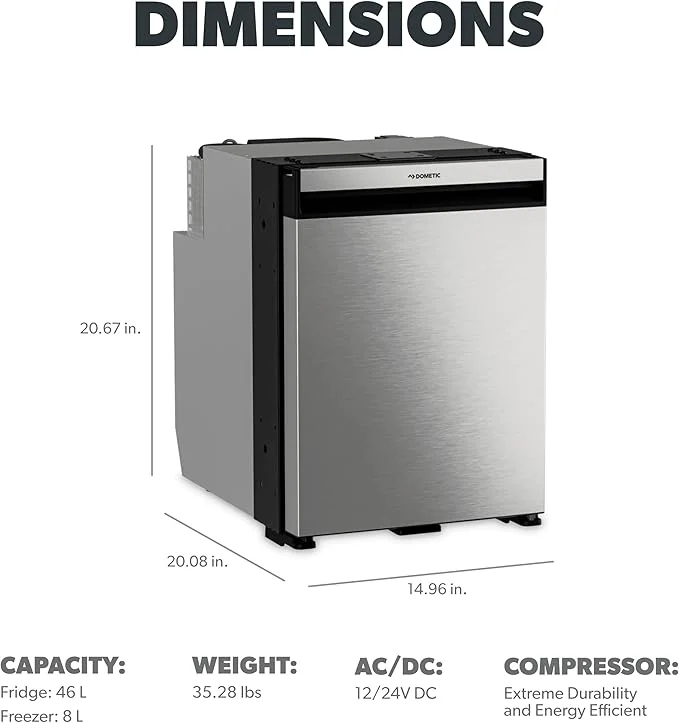 Dometic NRX 50S | Compressor Refrigerator | 46 L | Stainless Steel Front Panel | Easy To Use Control Panel