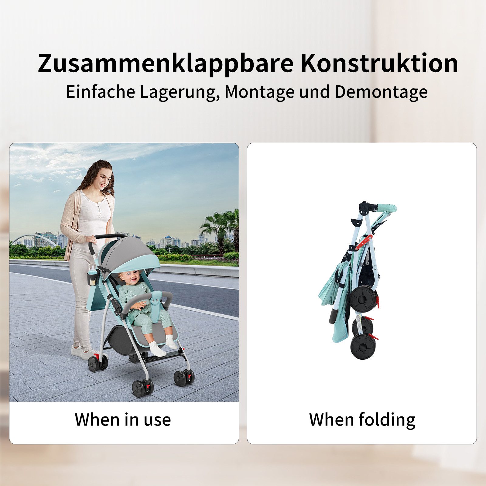 Kinder-Buggy Buggy Kinderwagen Kinderbuggy mit Liegefunktion für Kinder