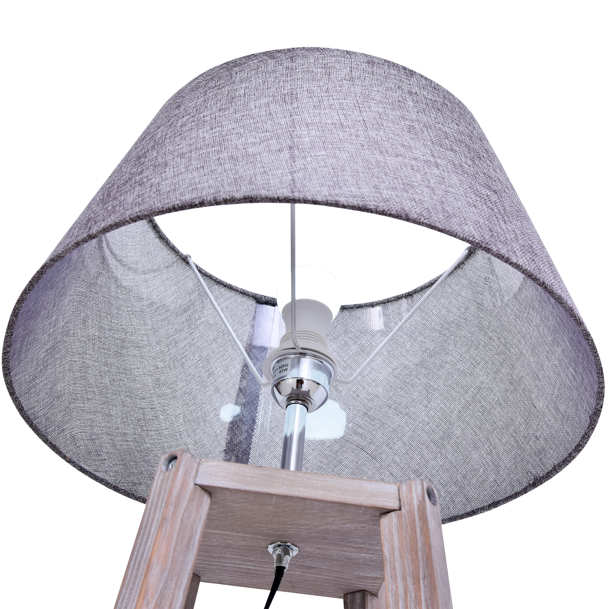 Staande lamp met schappen, Scandinavische schemerlamp, lamp, linnen, grenen hout, natuurlijk, grijs, 45 x 45 x 148 cm schappen vloerlamp lamp grenen naturel grijs | Aosom.de