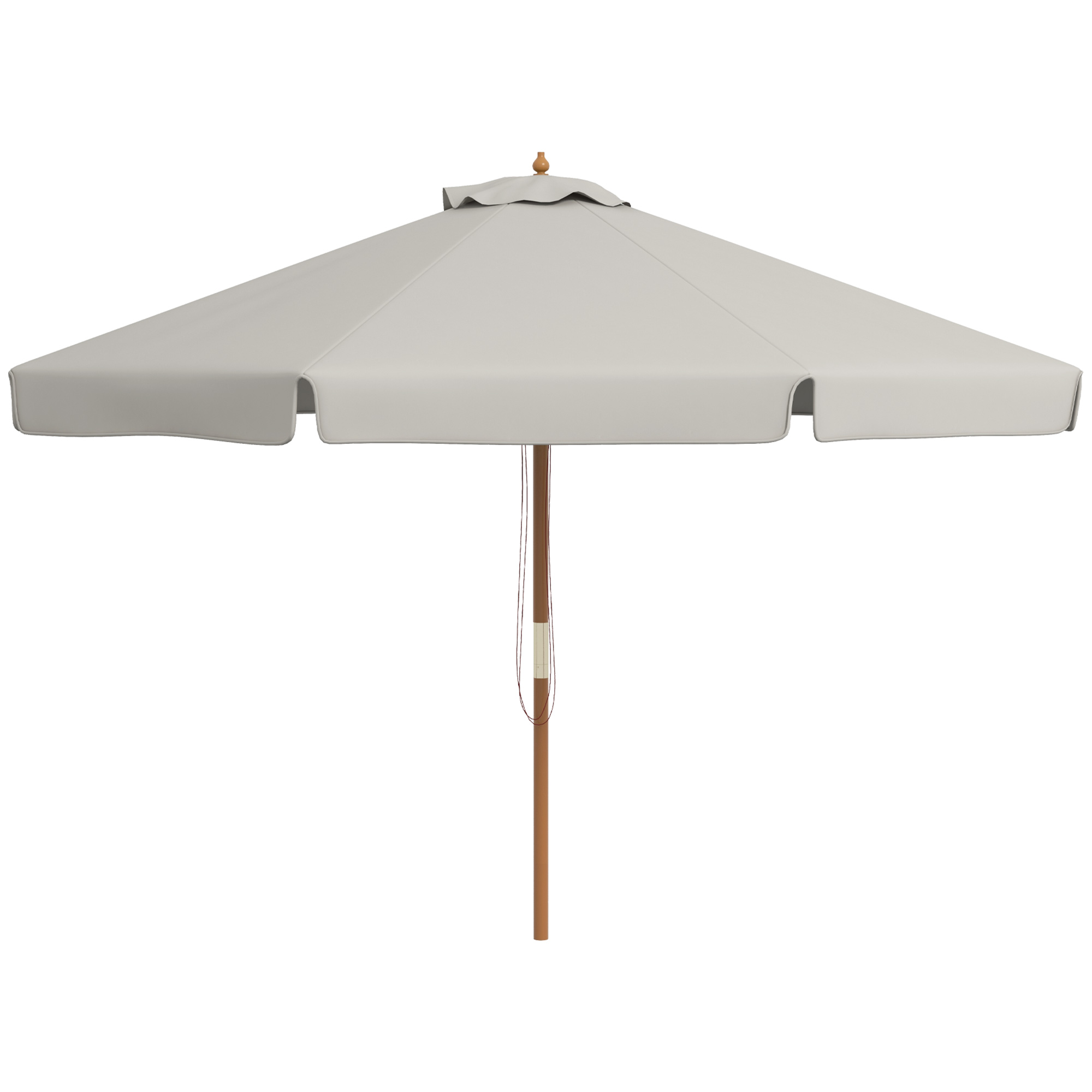 Outsunny Garten- und Terrassenschirm Ø325 cm mit Seilwindensystem Belüftetes Dach und 8 Bambusstäben für Patio Grau