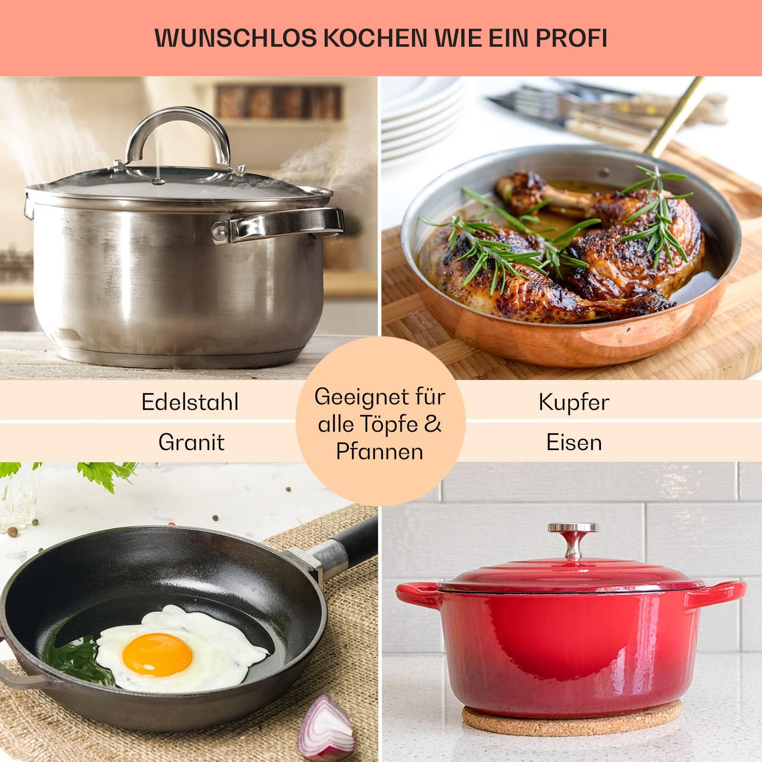 Klarstein Gasherd, Gaskochfeld 4 Flammig, Einbau-Gaskocher für Zuhause & Wohnmobil, Campingkocher mit Glasplatte, Gasherd für Propan- und Erdgas, Edelstahl Gas-Herdplatte Wok Brenner 8000 Watt