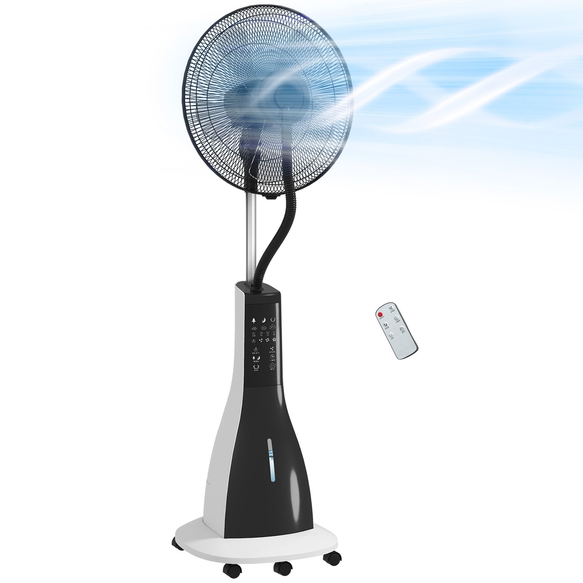 Standventilator Ventilator mit Wasserkühlung Fernbedienung Timerfunktion oszillierend
