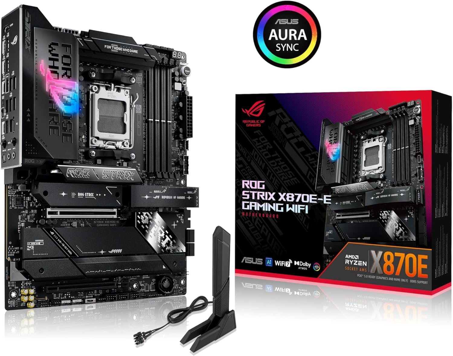 ROG Strix X870E-E Gaming WiFi Scheda madre AMD, 18+2+2 stadi di alimentazione, slot DDR5, cinque slot M.2, PCIe 5.0, GPU di nuova generazione, WiFi 7, USB 20G con PD 3.0 fino a 30W, Aura Sync