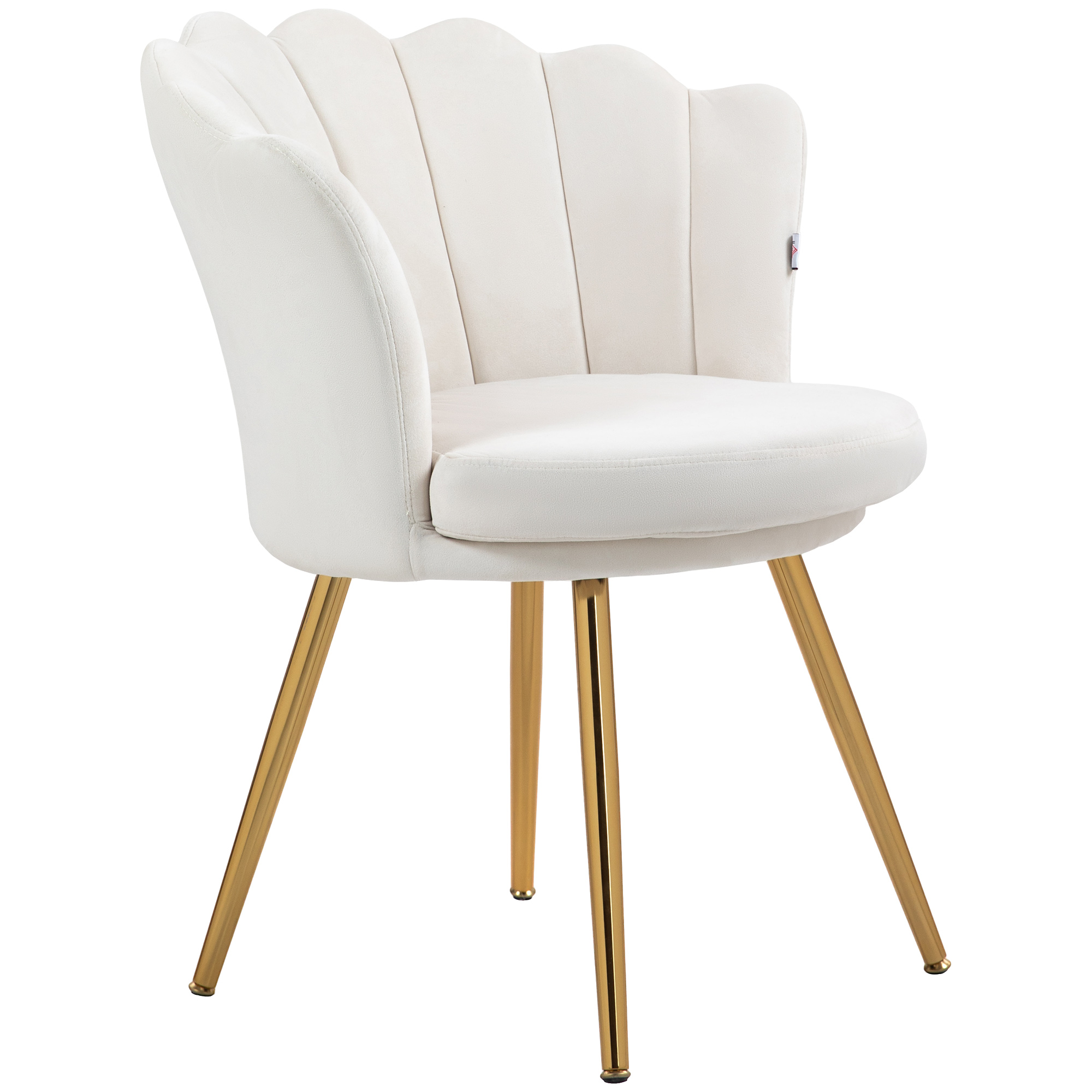 HOMCOM Muschelstuhl Frisiertischstuhl Samtstuhl für Wohnzimmer Schlafzimmer und Esszimmer Creme