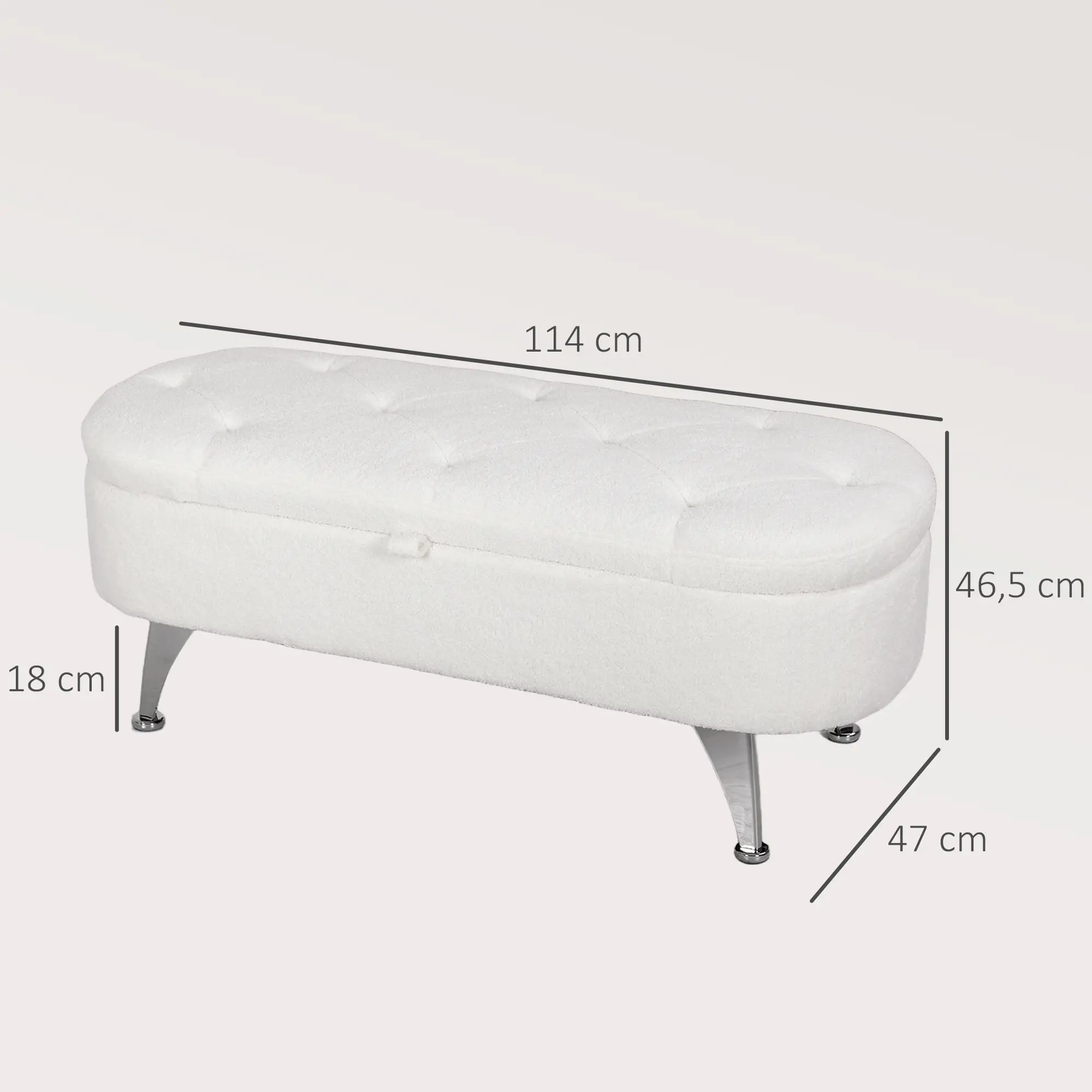HOMCOM Sitzbank mit Stauraum 114 × 47 × 46,5 cm Weiß