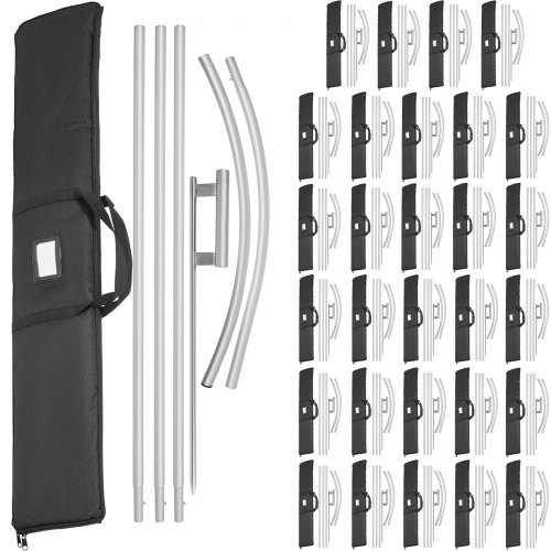 VEVOR Standard Größe Oxford Swooper Flagge 30 x 6 STK 16 Fuß Zeichen Banner Aluminiumlegierung, 4,3 m Swooper Flagge Werbung Schild mit Fahnenmast-Set und Erdspieß Werbung Schild Slogan-Flaggen
