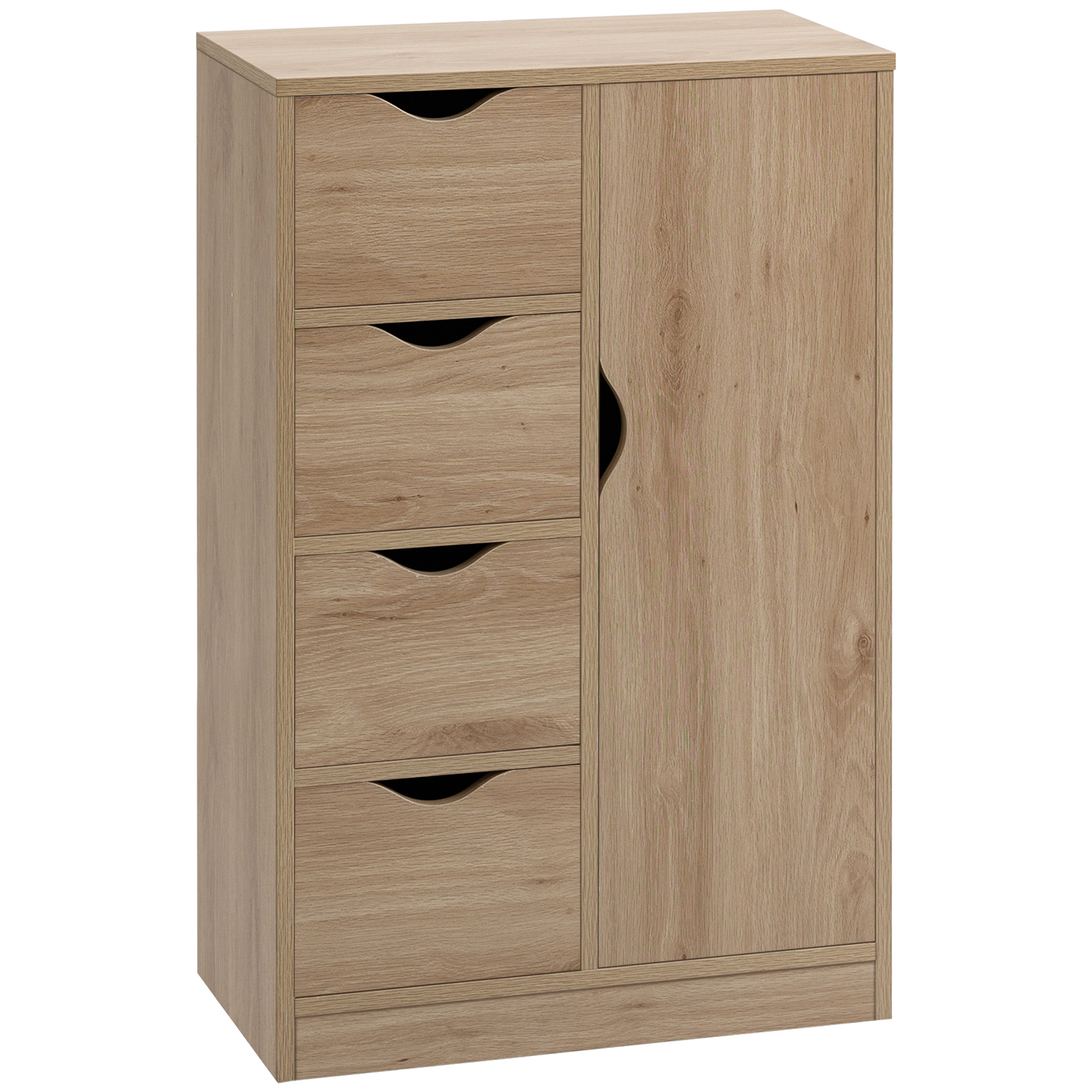 HOMCOM Aufbewahrungsschrank Sideboard modern mit 1 Schrank und 4 Schubladen - aus Holz - für Wohnzimmer, Küche, Eingangsbereich, Esszimmer - braun
