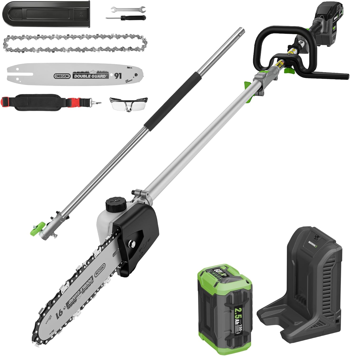 15-FT Cordless Pole Saw 60V Electric Power PoleSaw for Tree Trimming With Pole 10