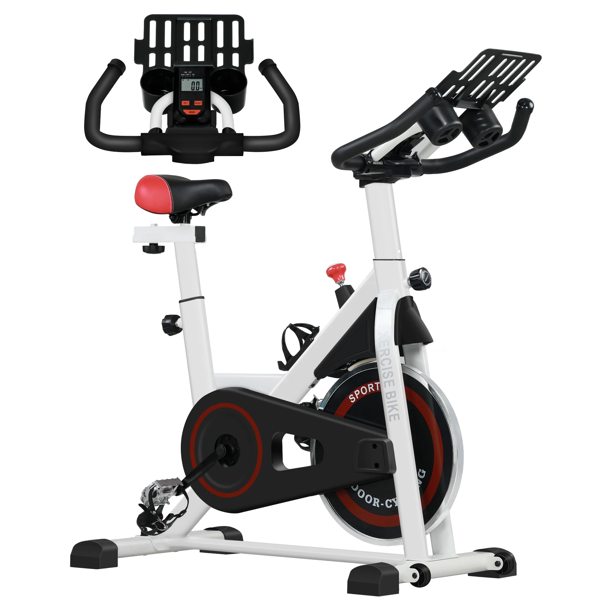 HOMCOM Ergometer, Verstelbare Weerstand, tot 120 kg, Staal, L103xB53xH100-114cm, Wit/Zwart