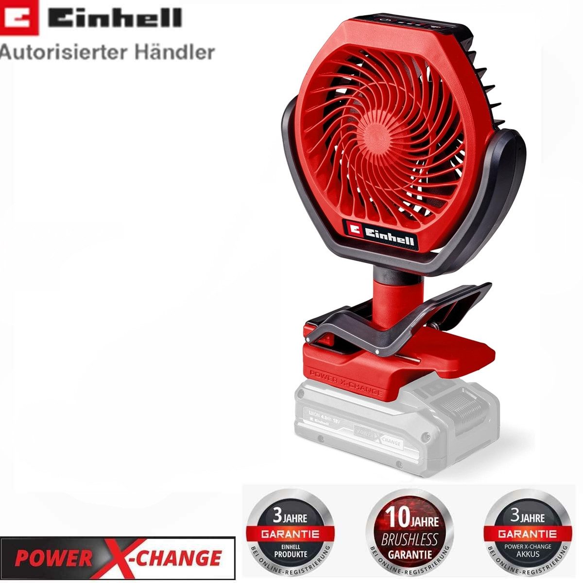 Akku-Standventilator Einhell GC-CF 18/110 Li-Solo Akku-Ventilator 3 Stufen, Brushless Motor