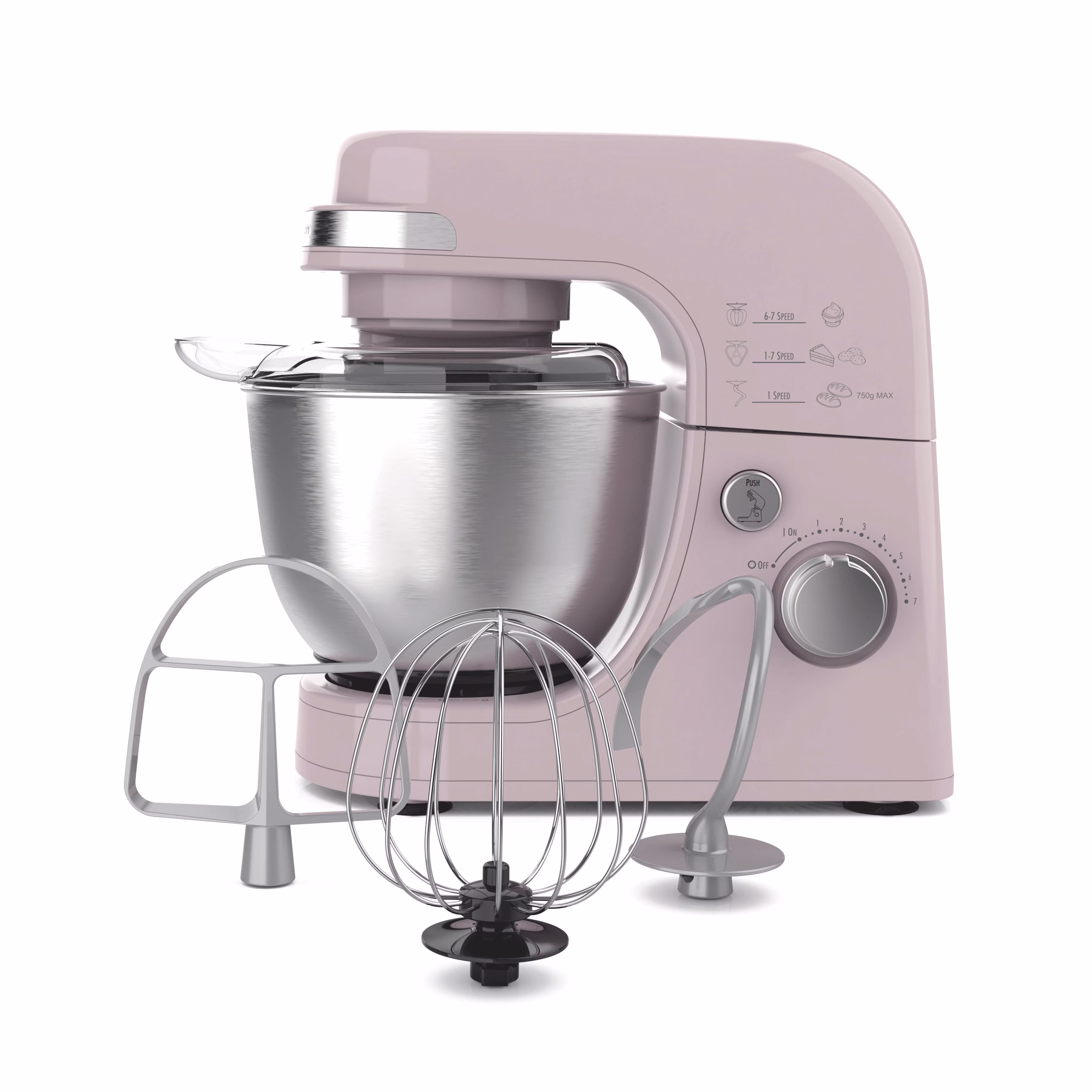 Hamilton Beach 4 Quart Stand Mixer for Kitchen, 7 Speeds, Tilt-Head, Dough Hook, Whisk & Flat Beater, White