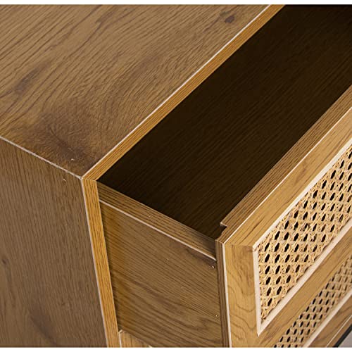 DRW Cassettiera con 3 cassetti in Legno MDF, Vimini e Metallo in Naturale e Nero 80x35x80cm, estandar : Amazon.it: Casa e cucina