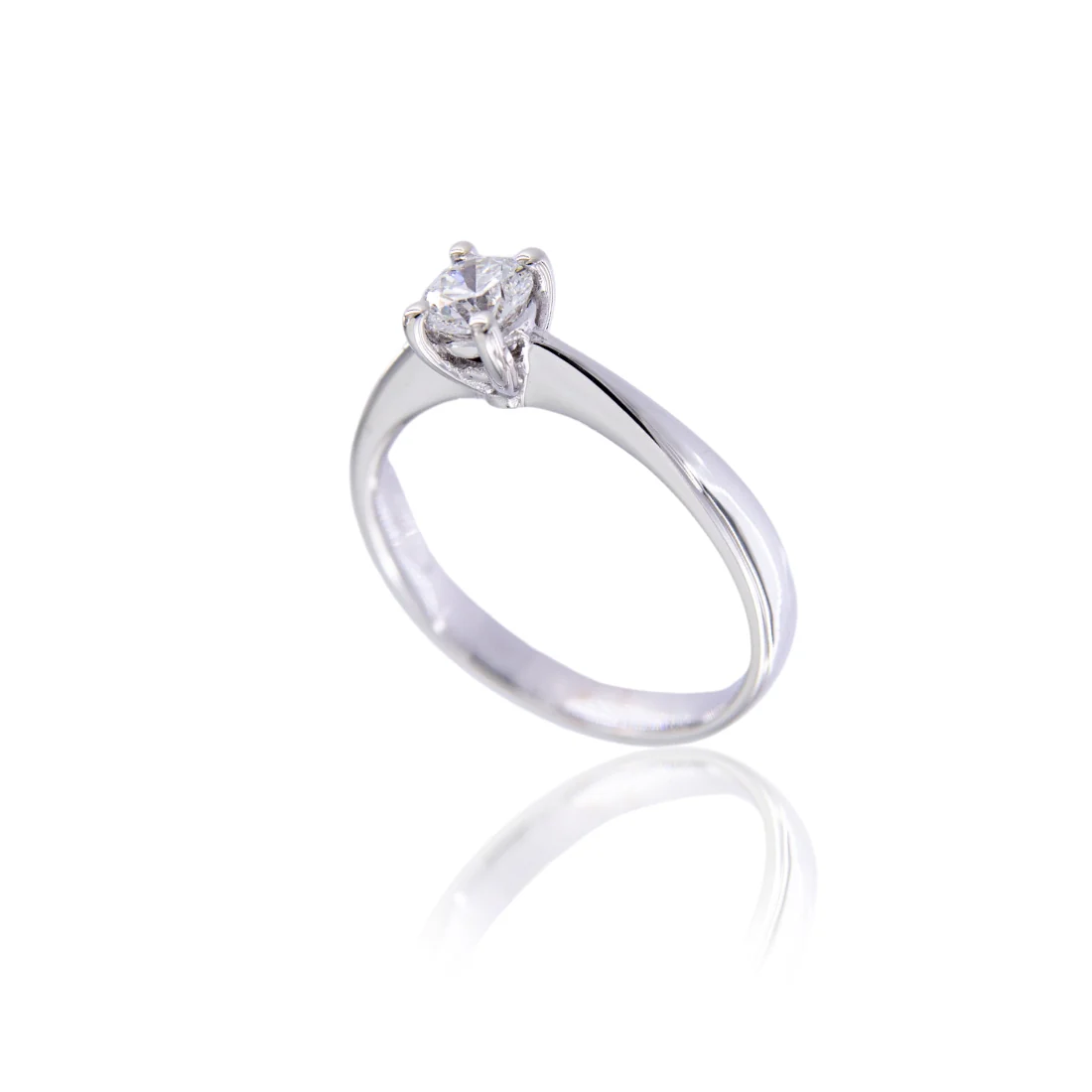 Solitario a griff in oro bianco e brillante ct 0,41 F VS1 certificato IGI