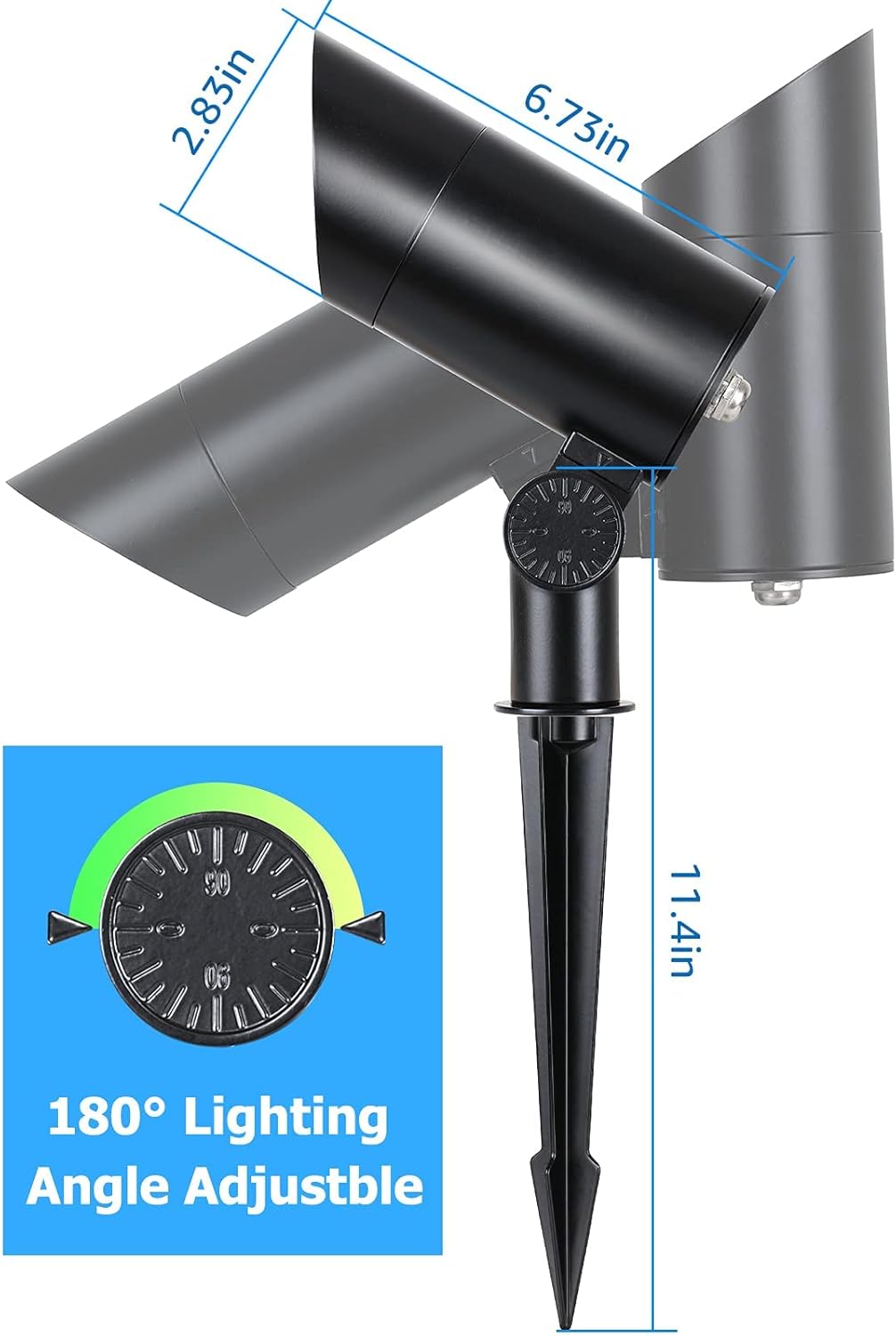 SUNVIE LED-Außenstrahler, 30 W, 120 V, 3000 lm, ultrahelle Fahnenmastleuchte mit Metallpfahl, warmweißes Flutlicht, Landschaftsbeleuchtung für Hof, Flagge, Baum, Garten, 1,8 m langes Kabel mit Stecker
