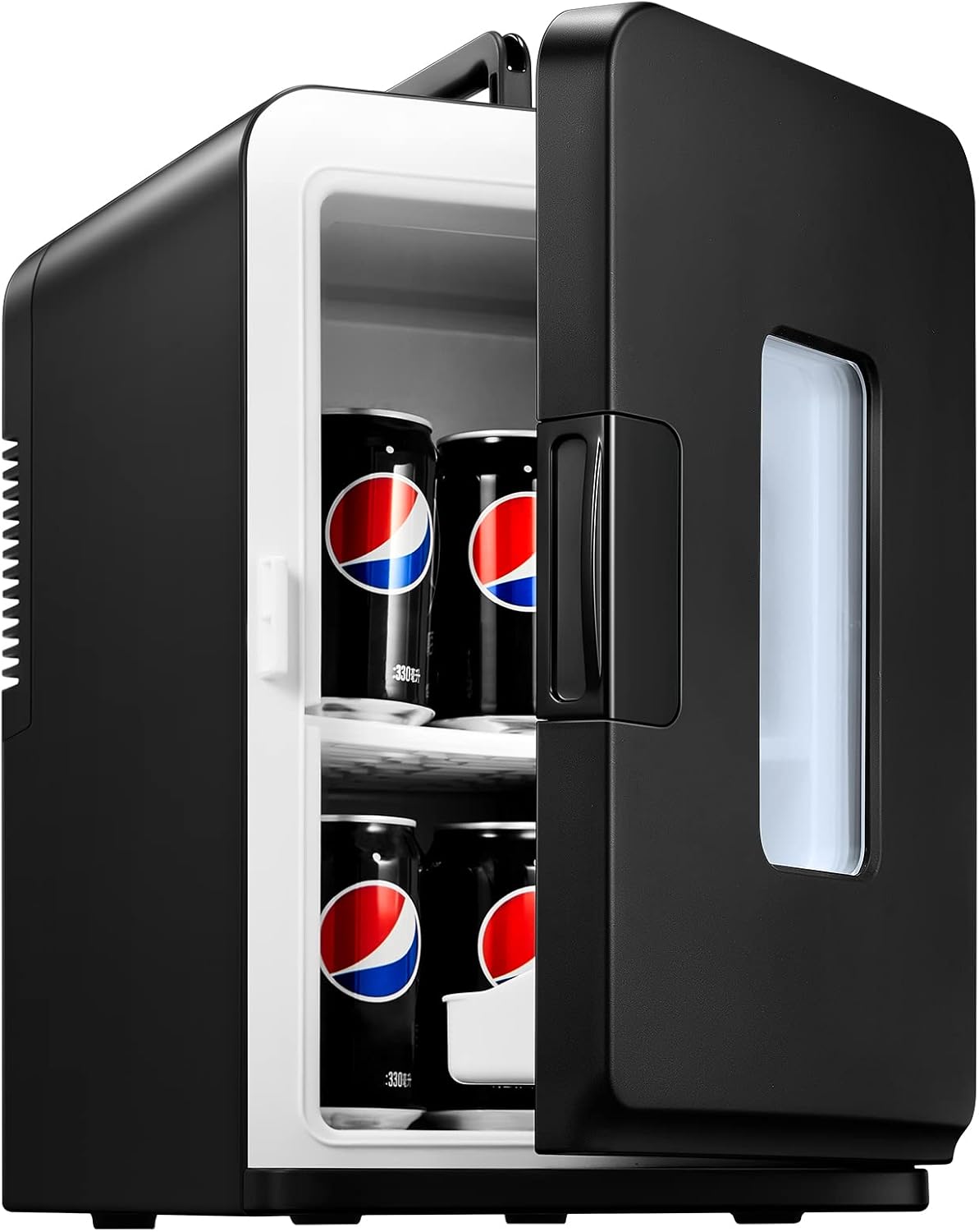 NORTHCLAN Mini Frigo da 15 Litri, Piccolo Frigorifero Portatile con funzione di raffreddamento e riscaldamento, per Casa, Camera da Letto, Ufficio e Viaggio, Modalità Max ed Ec, AC/DC, Nero