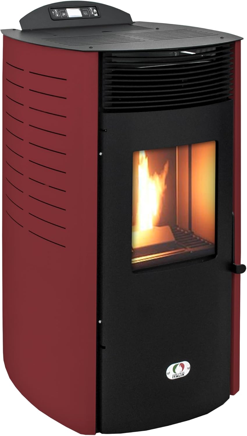 STUFE A PELLET ITALIA Siberia Aria New 18 KW Canalizzata WiFi - Stufa ad Aria Ventilata Efficienza 91% Scalda 180m² Autonomia 30H Programmabile 5 Velocità e Potenze Garanzia 24 Mesi Rosso