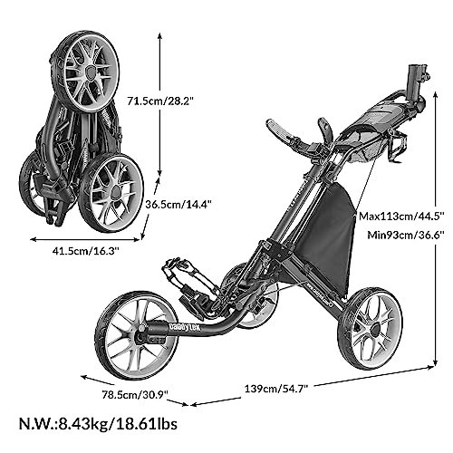 Caddytek Caddylite V8 Dark Grey, Ez Fold Carrello da Golf a 3 Ruote, Versione 8, Colore: Grigio Scuro Unisex, Taglia Unica : Amazon.it: Sport e tempo libero