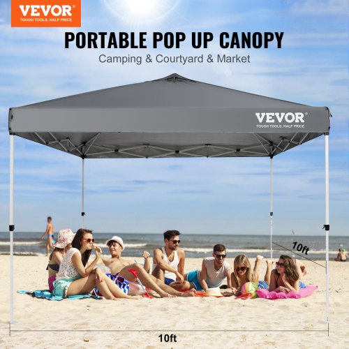 VEVOR Pavillon 304,8x304,8x320cm Gartenzelt 250D PU Silber beschichtetes Gewebe Faltpavillon inkl. Aufbewahrungstasche Partyzelt 6-8 Personen Pop up Zelt Faltzelt Gartenpavillon für Campingausflug