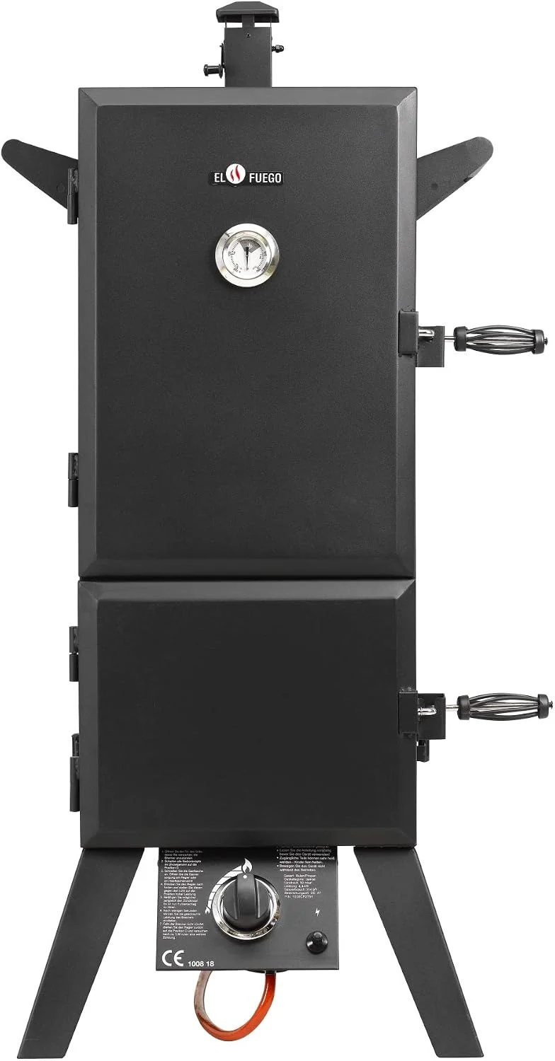 Gasgrill Portland XL von El Fuego Smoker Grill Grillwagen BBQ, 4,4 kW leistungsstark, mit Thermometer, große Garkammer, AY 3172