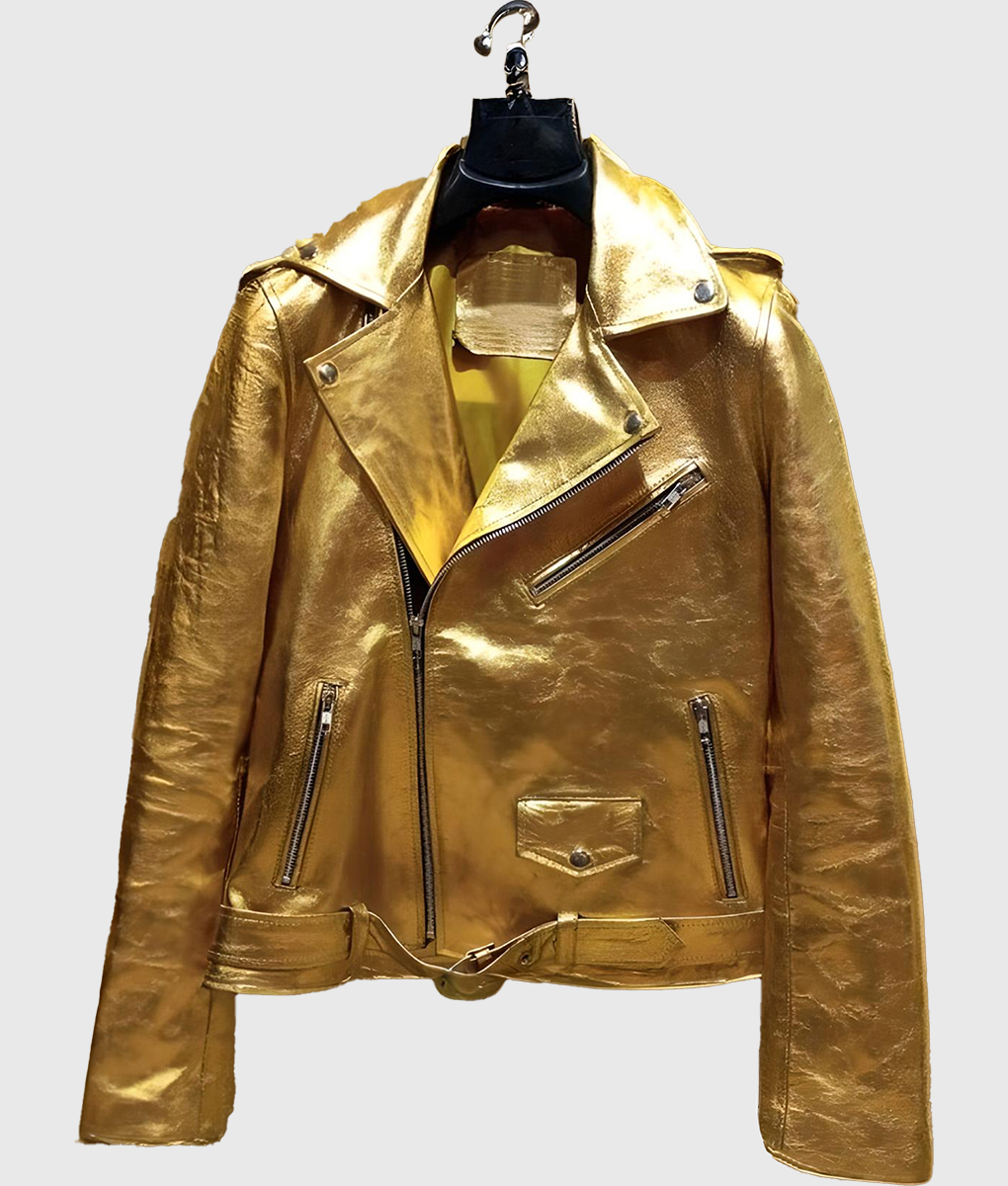 Gold Metallic Leather Jacket