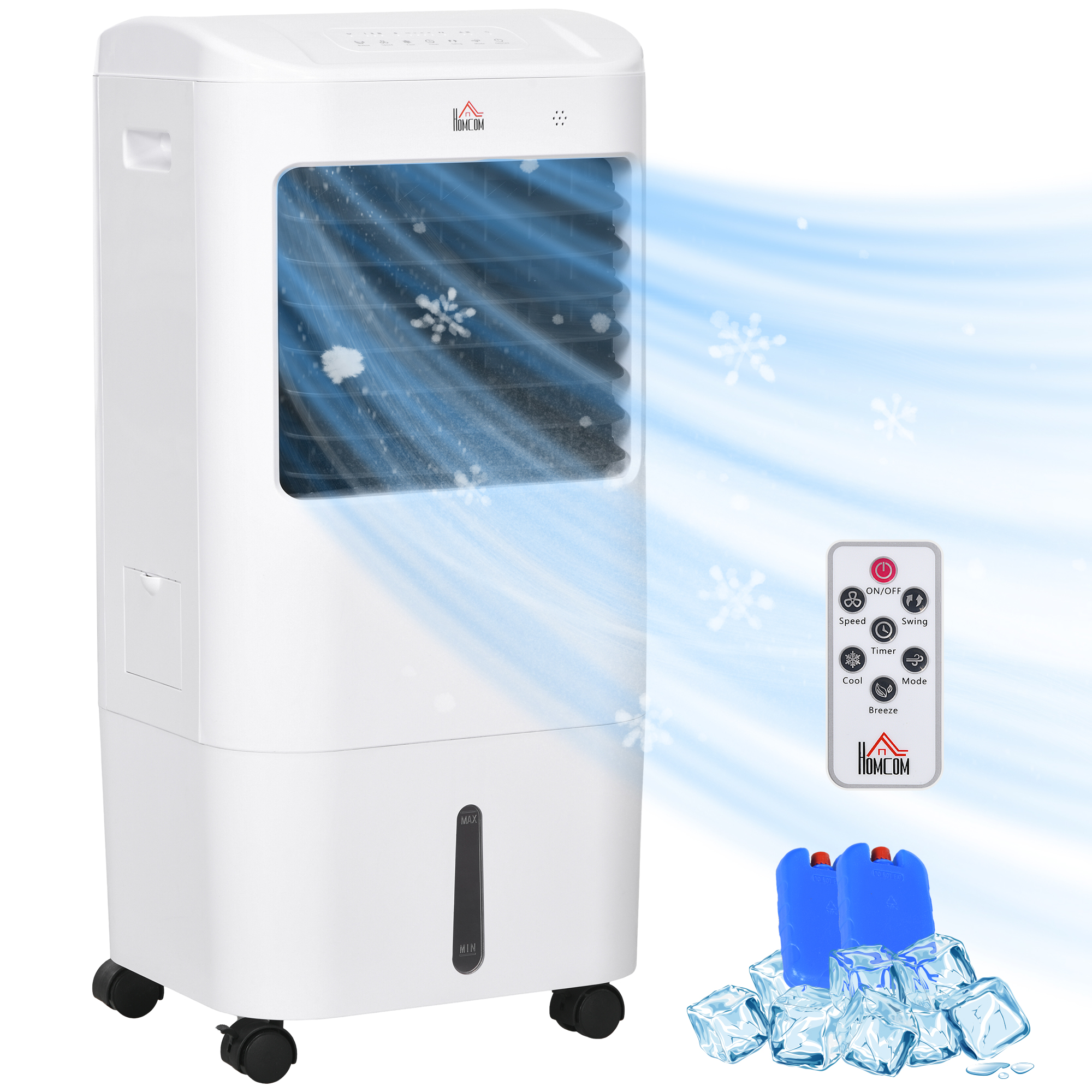 Mobiele Luchtkoeler/Airconditioner met 3 Modi, 7,5-uurs Timer, Verrijdbaar, Kunststof, Wit