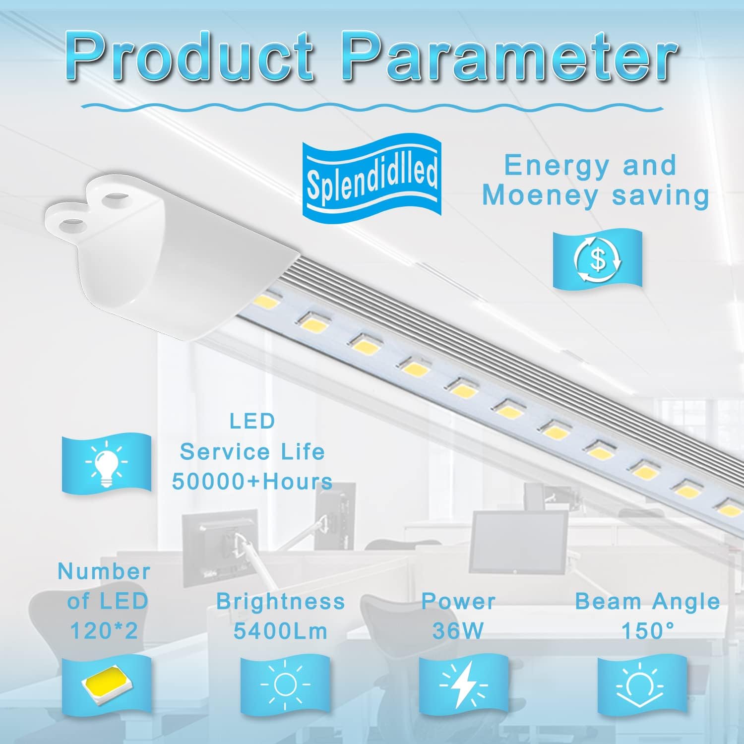 Troffer LED-Leuchtmittel, 4 m, 36 W, magnetisches LED-Nachrüstset, 36 W, warmweiß, 3500 K, Tageslichtweiß, 5000 K, T8 T10 T12 Leuchtstofflampen-Ersatz, (4FT-35000K-4PACK)