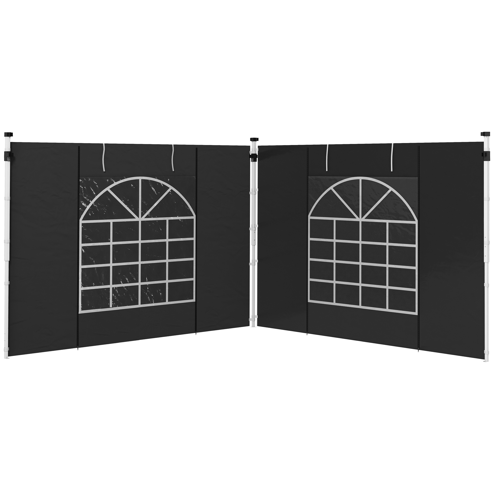 Outsunny Seitenwände für 3 x 3/ 3 x 6 m Pavillon, Seitenplanen mit Fenster, Tür, Ersatzwände für Partyzelt, Oxfordstoff, Schwarz