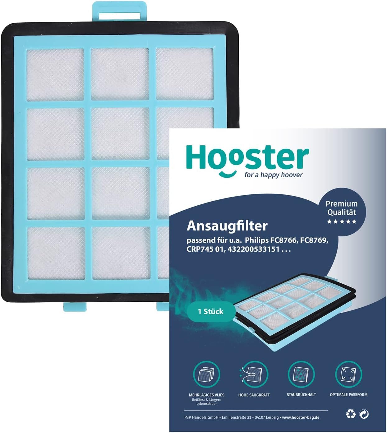 Luftfilter 1 HEPA Filter kompatibel mit Philips Staubsauger FC8766 und FC8769