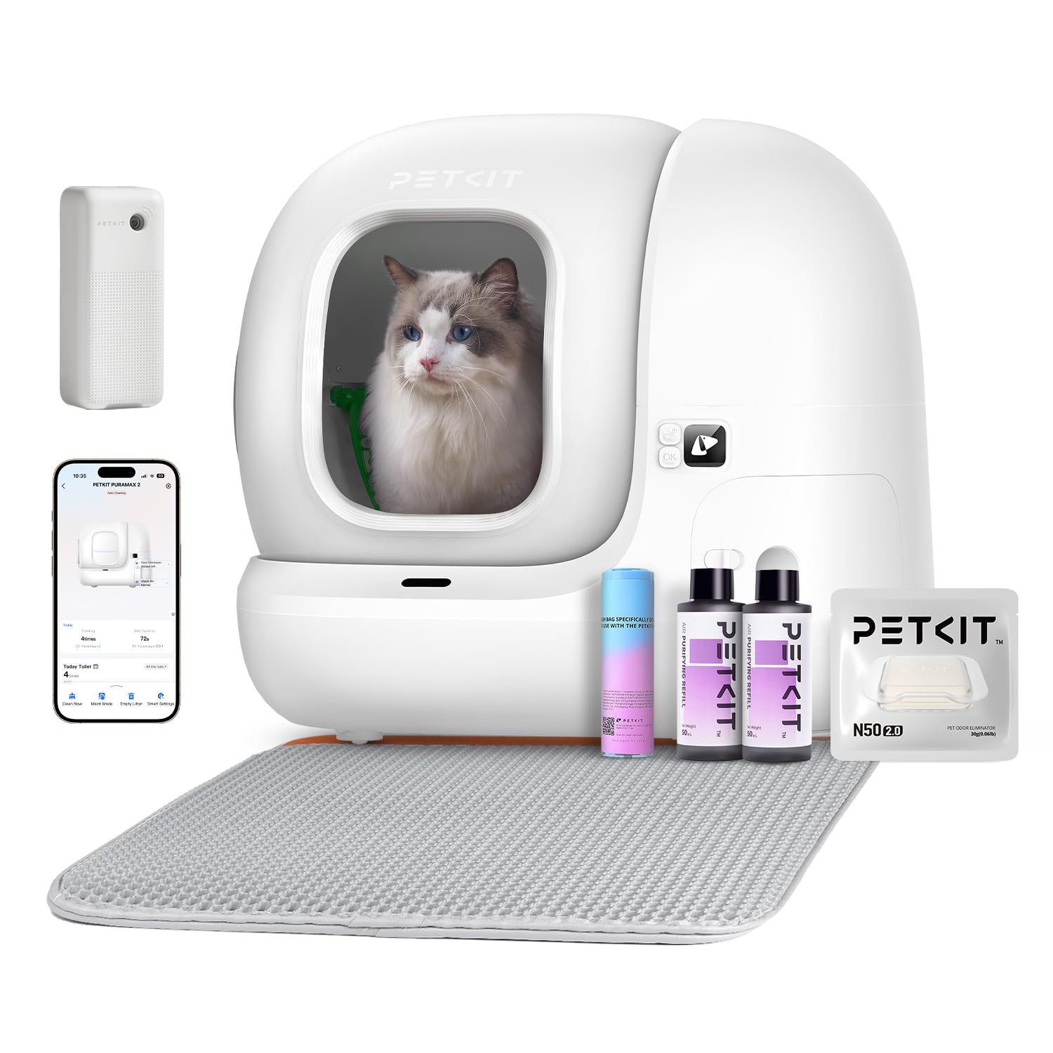 PETKIT Pura Max 2 selbstreinigende Katzentoilette 76L xSecure App Steuerung Geruchsbeseitigung für Mehrkatzen