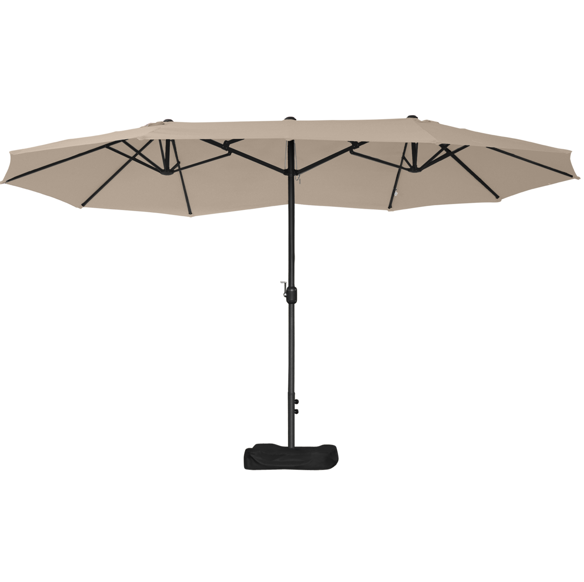 Outsunny Doppelter rechteckiger Gartenschirm 4,6L x 2,7B x 2,4H m mit Kurbelöffnung und -schließung, 180 g/m² Gewebe, Khaki