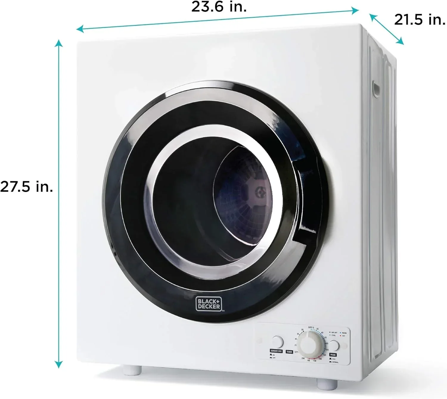 Compact Clothes Dryer 1.5 Cu. Ft. 850W Electric Dryer 120V Vented Dryer Stainless Steel Drum