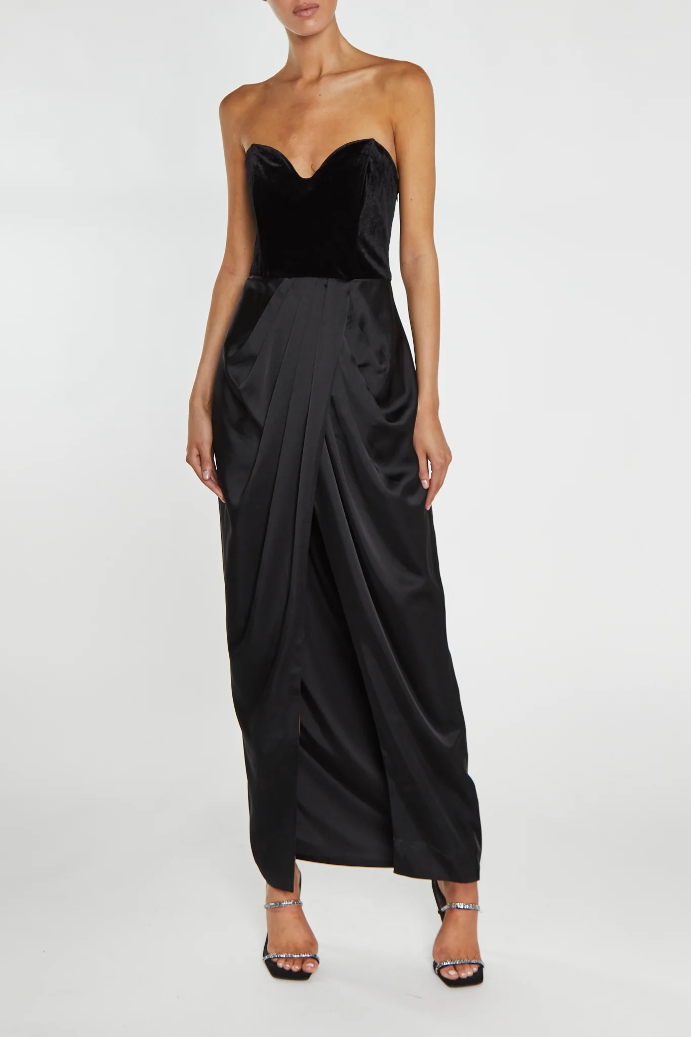 Alexis Black Bandeau Draped Maxi Dress