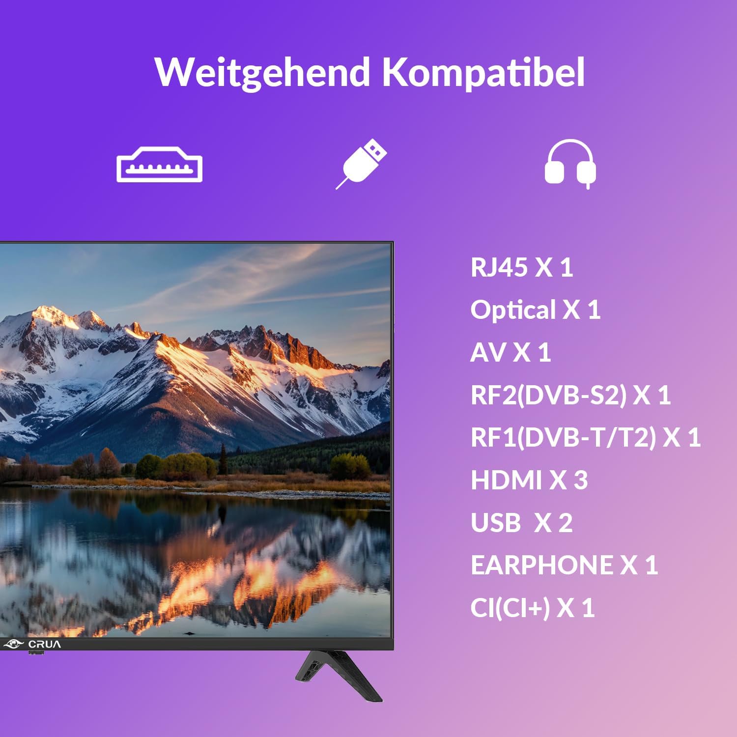 CRUA VIDAA Smart TV,101(40 Inch) TV,1920x1080P Full HD TV,LED TV with HDMI/USB/AV IN/Triple Tuner DVB-T2/T/C/S2/Compact and Smart for Your Home,Black [Energy Class E]