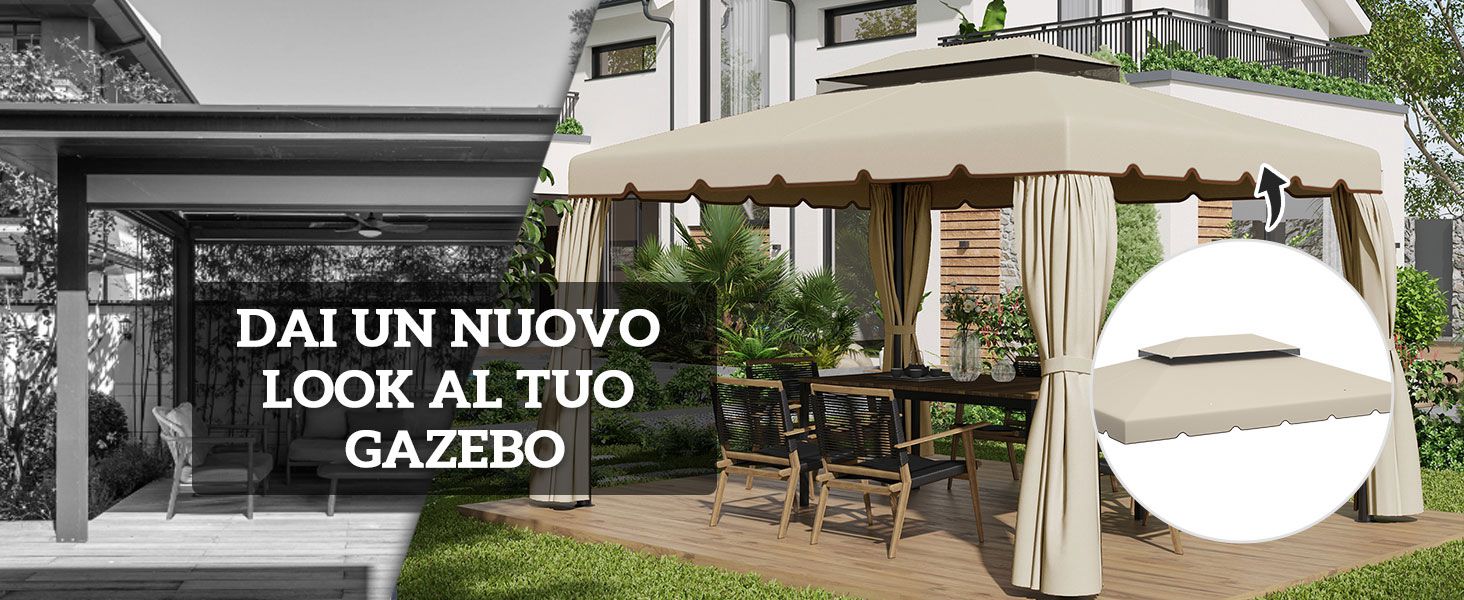 Copertura in Poliestere per Gazebo da 3x4m, Beige