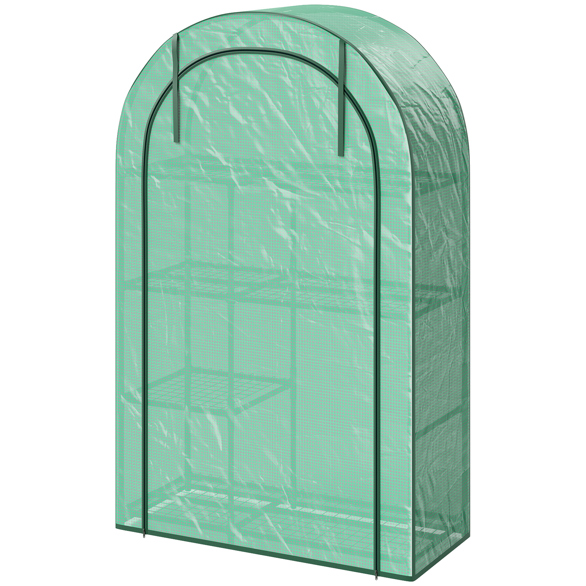 Outsunny Mini-Gewächshaus, 4-stufiges Gewächshaus mit Kunststoff-Plane, tragbar, Rolltür, 100 x 45 x 160 cm, Grün