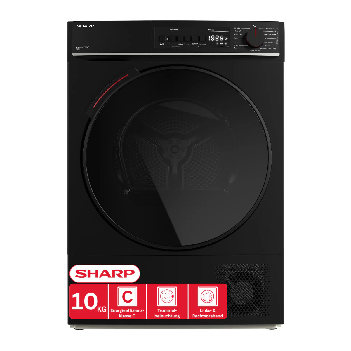 Sharp Wäschetrockner 10kg, KD-WNHB0S9GMC, schwarz, WiFi