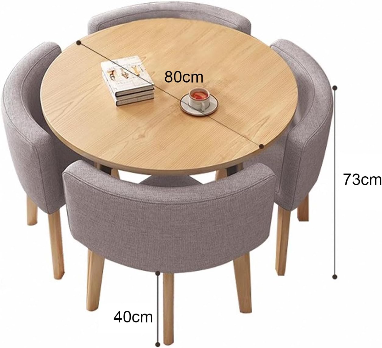 Set di tavolo e sedie da cucina rotondi per 4 persone, design salvaspazio con struttura in metallo resistente, tavolo da ufficio e sedie per casa e appartamento