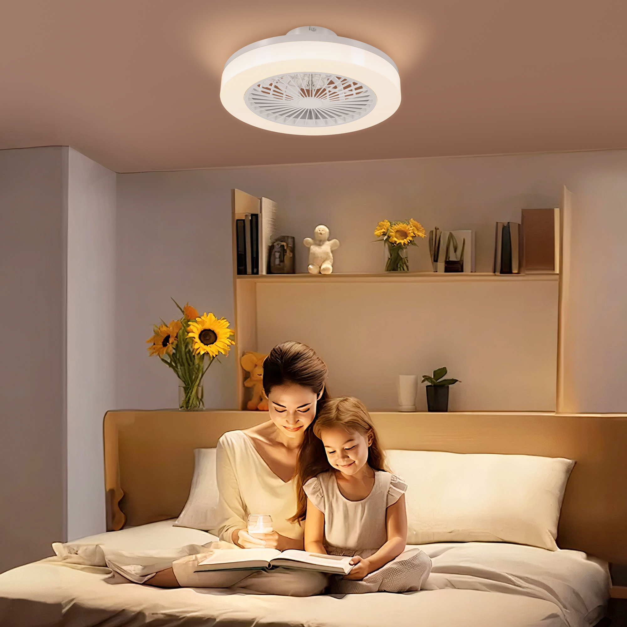 Plafondventilator met LED-Lamp, 6 Snelheden, Afstandsbediening, Wit