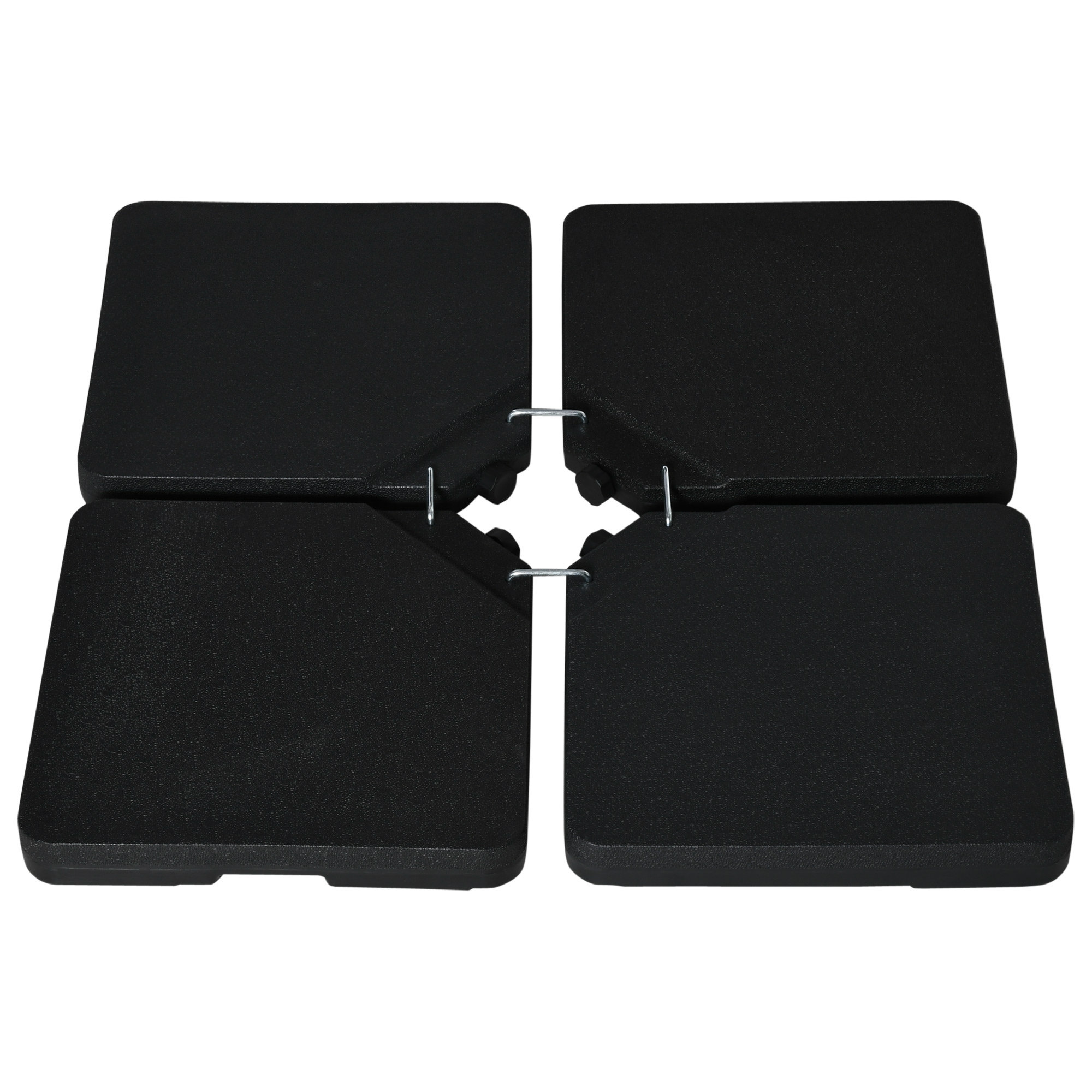 Outsunny Sonnenschirmständer Sonnenschirmfuß 4 Platten aus strapazierfähigem HDPE - Zum Befüllen mit Wasser oder Sand bis zu 60/70 kg - Abmessung 100 x 100 x 6,8 cm Schwarz
