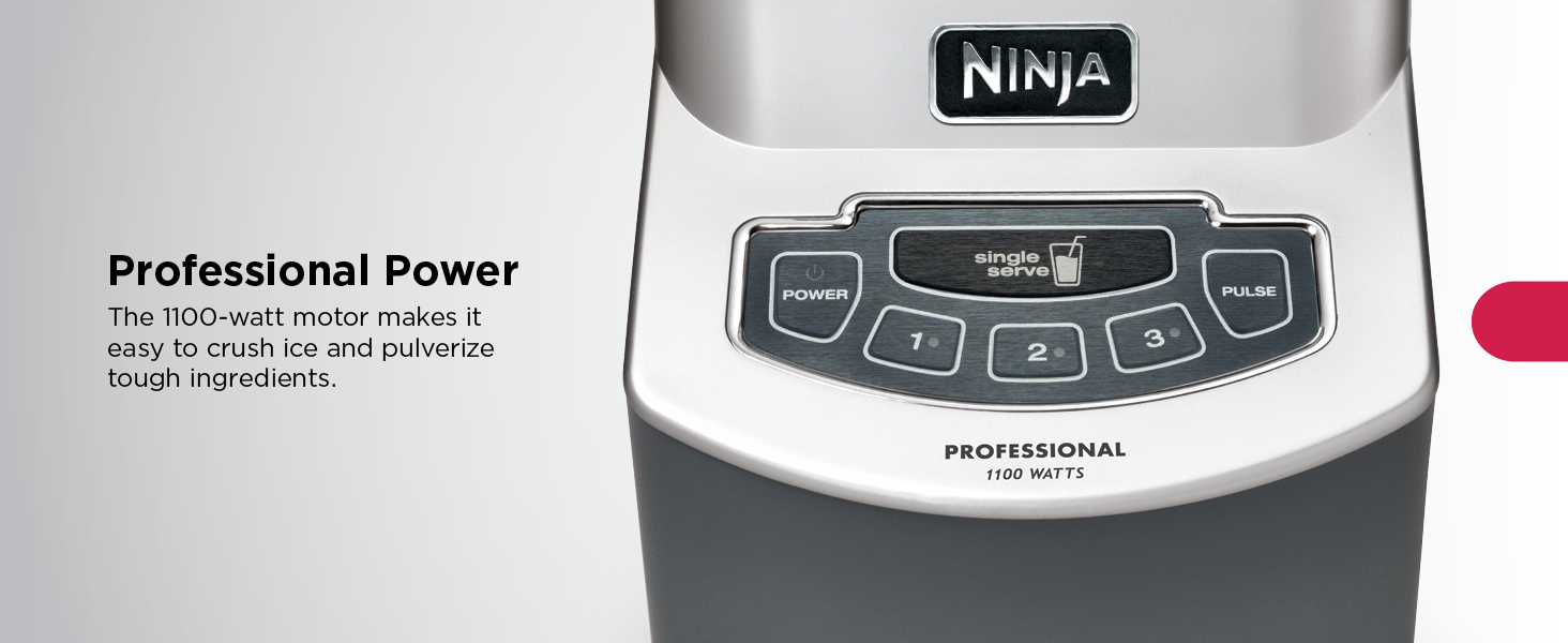 Professional Power The 1100-watt motor makes it easy to crush ice and pulverize tough ingredients.