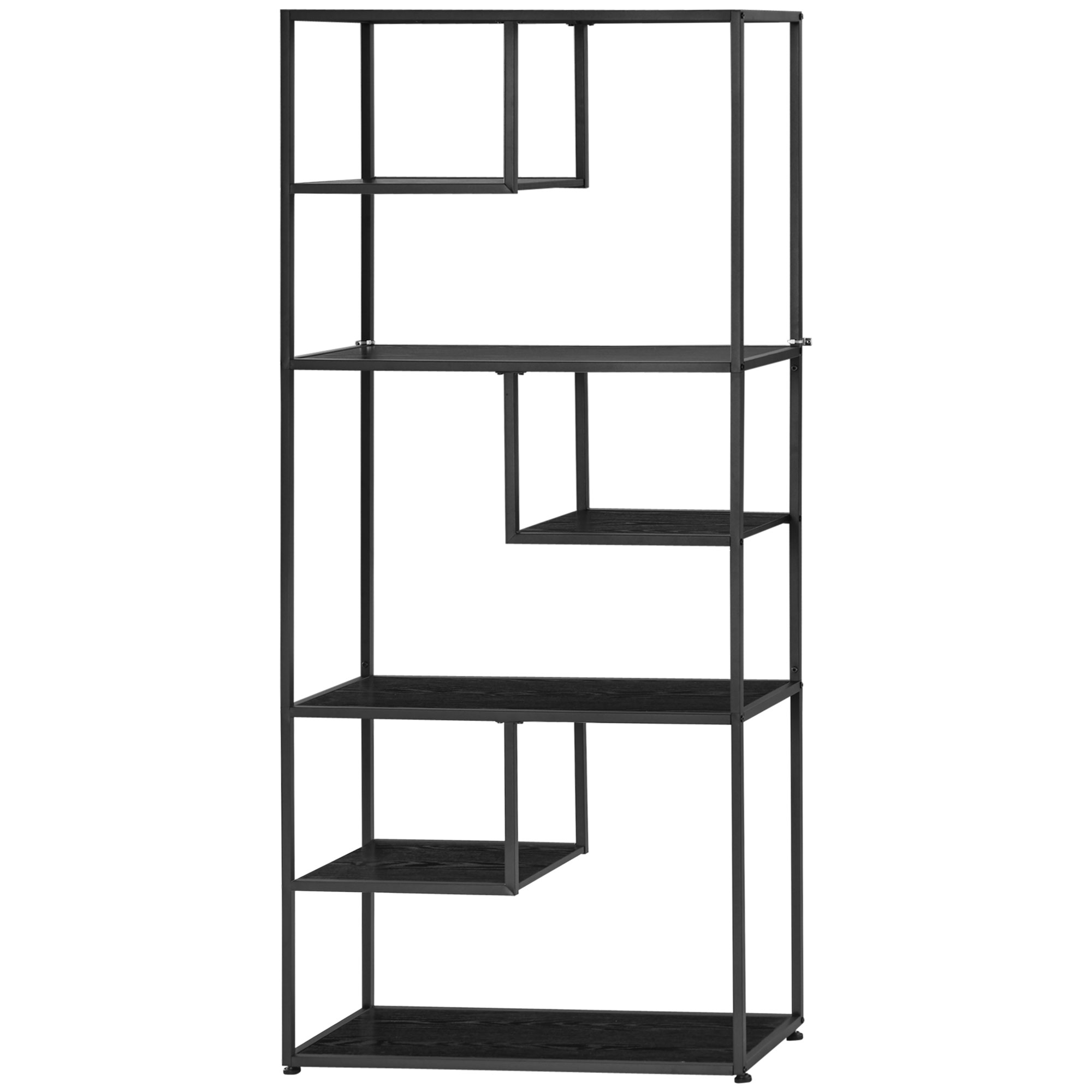 HOMCOM Bücherregal Regal mit 7 Ebenen, Rahmen aus Stahl im Industriestil 83 x 34 x 180 cm Schwarz