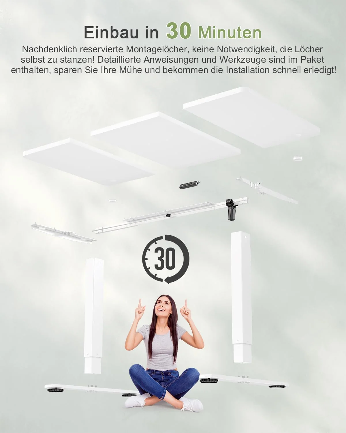 JUMMICO Elektrisch höhenverstellbarer Schreibtisch mit USB-Anschluss