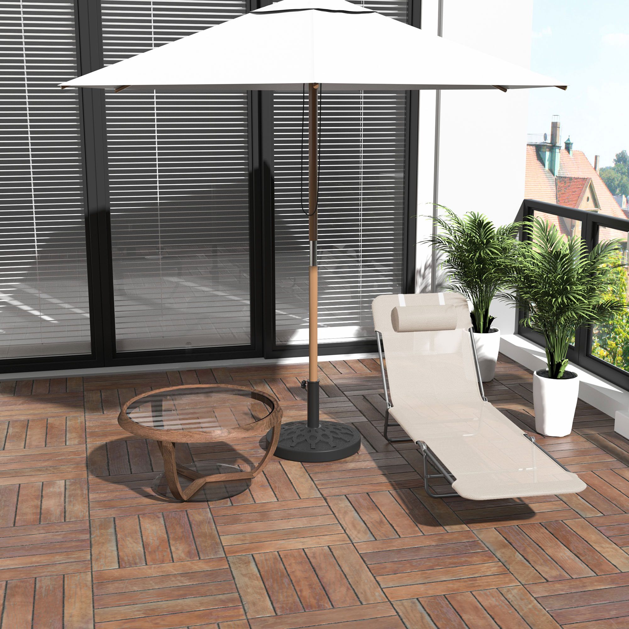 Outsunny Sonnenliege klappbar Gartenliege mit Kopfkissen Liegestuhl verstellbar mit 5-Fach Campingliege bis 120kg belastbar für Garten, Balkon und Pool geeignet, 4 Farben(Creme)