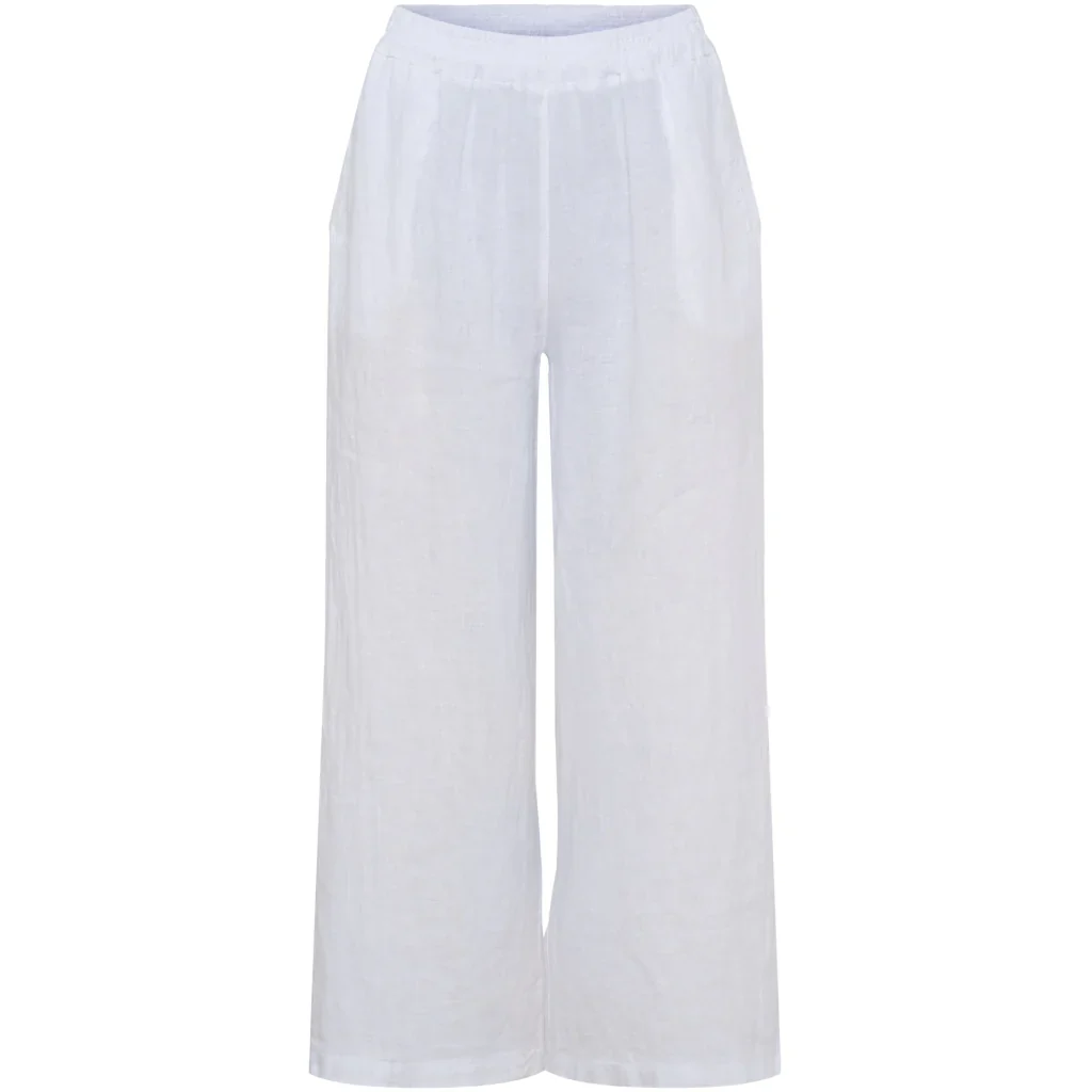 White Linen Trousers with Pockets