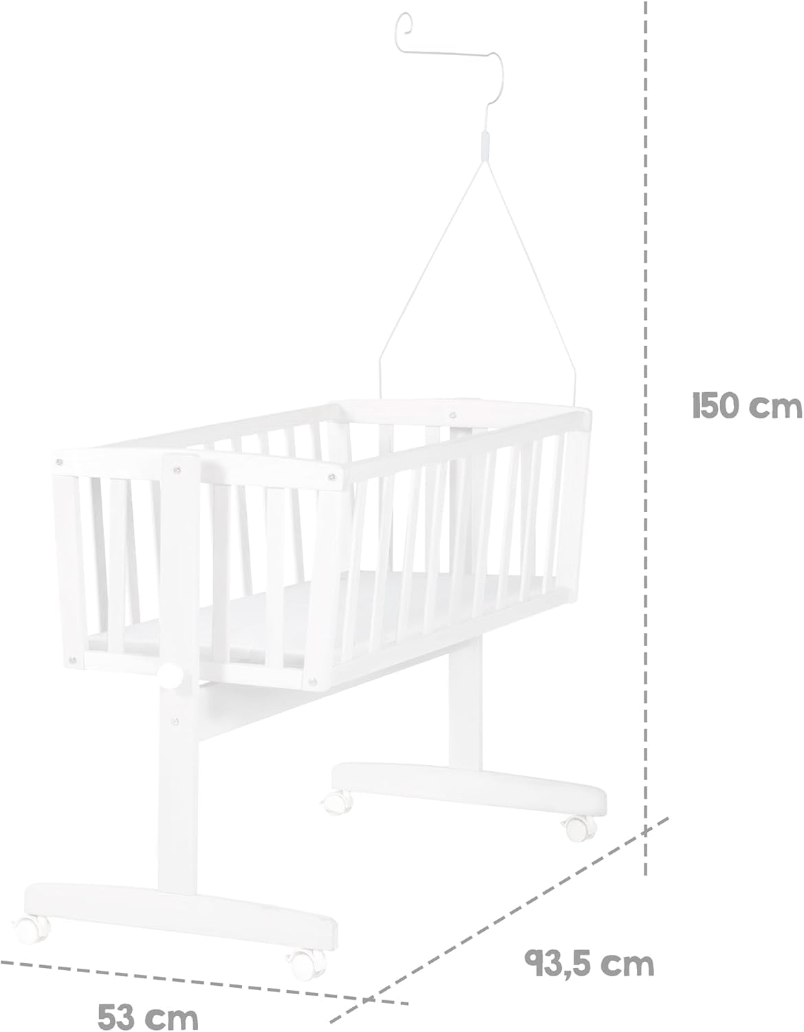 roba Culla e lettino Kleine Wolke - Design a Nuvola - 40 x 90 cm - in Legno - Set da Letto Completo di Chiusura e Arredo Tessile - Bianco/Rosa