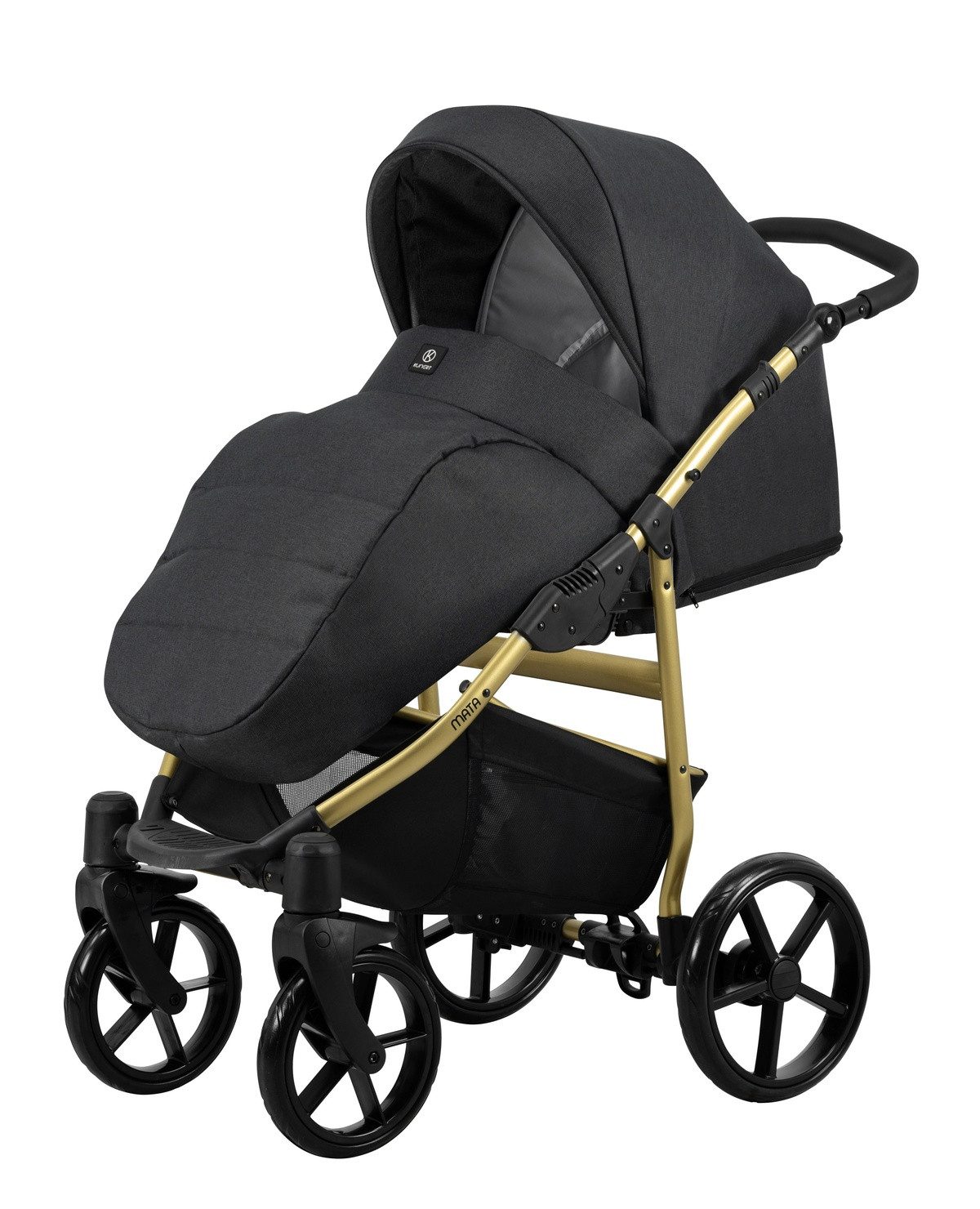 Kombi-Kinderwagen MATA 3 in1 Kinderwagen mit Goldrahmen – Sicherheit