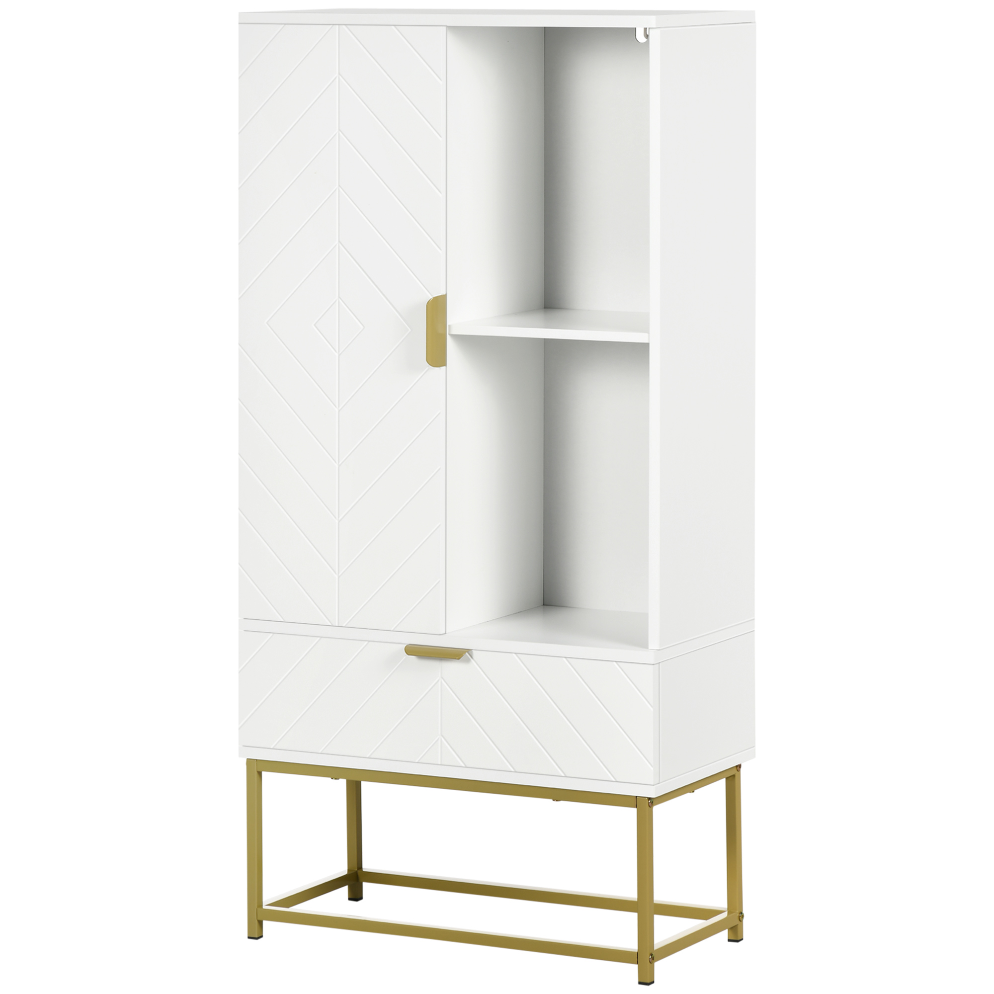 kleankin Badezimmermöbel Aufbewahrung 1 Schrank 2 Fächer 1 Schublade zeitgenössisch grafisch Maße 60L x 30B x 120H cm